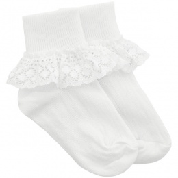Girls White Frilly Lace Soft Ankle Socks